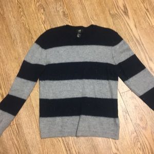 H&M Woolblend navy and grey striped sweater